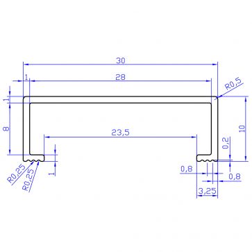 30 X 10MM STAINLESS STEEL EFFECT BOX LISTELLO