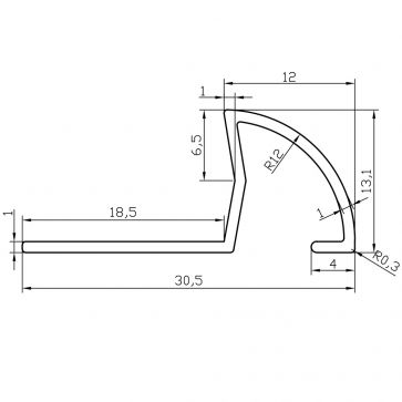 12MM QUADRANT TILE EDGING S/STEEL EFFECT