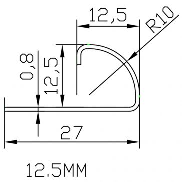12MM QUADRANT G304 STAINLESS STEEL TRIM