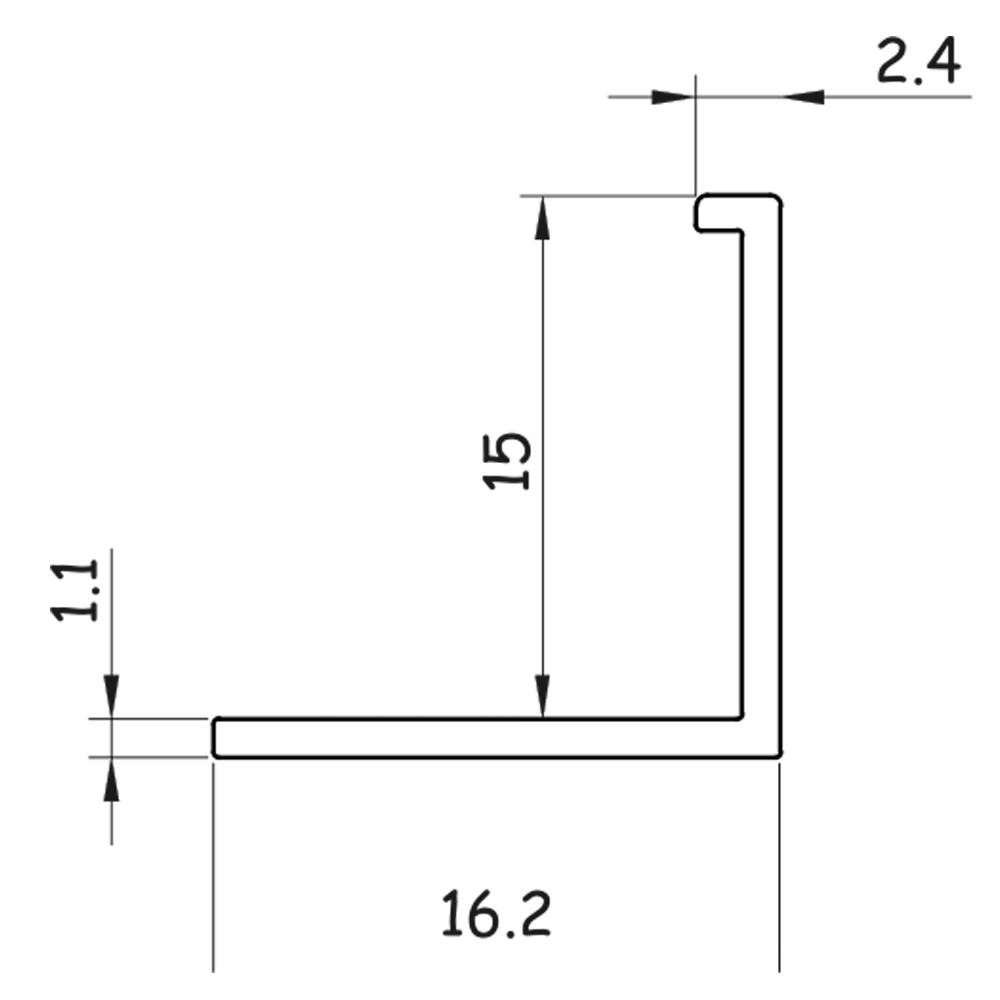15MM BLACK L SHAPE PVC TILE TRIM